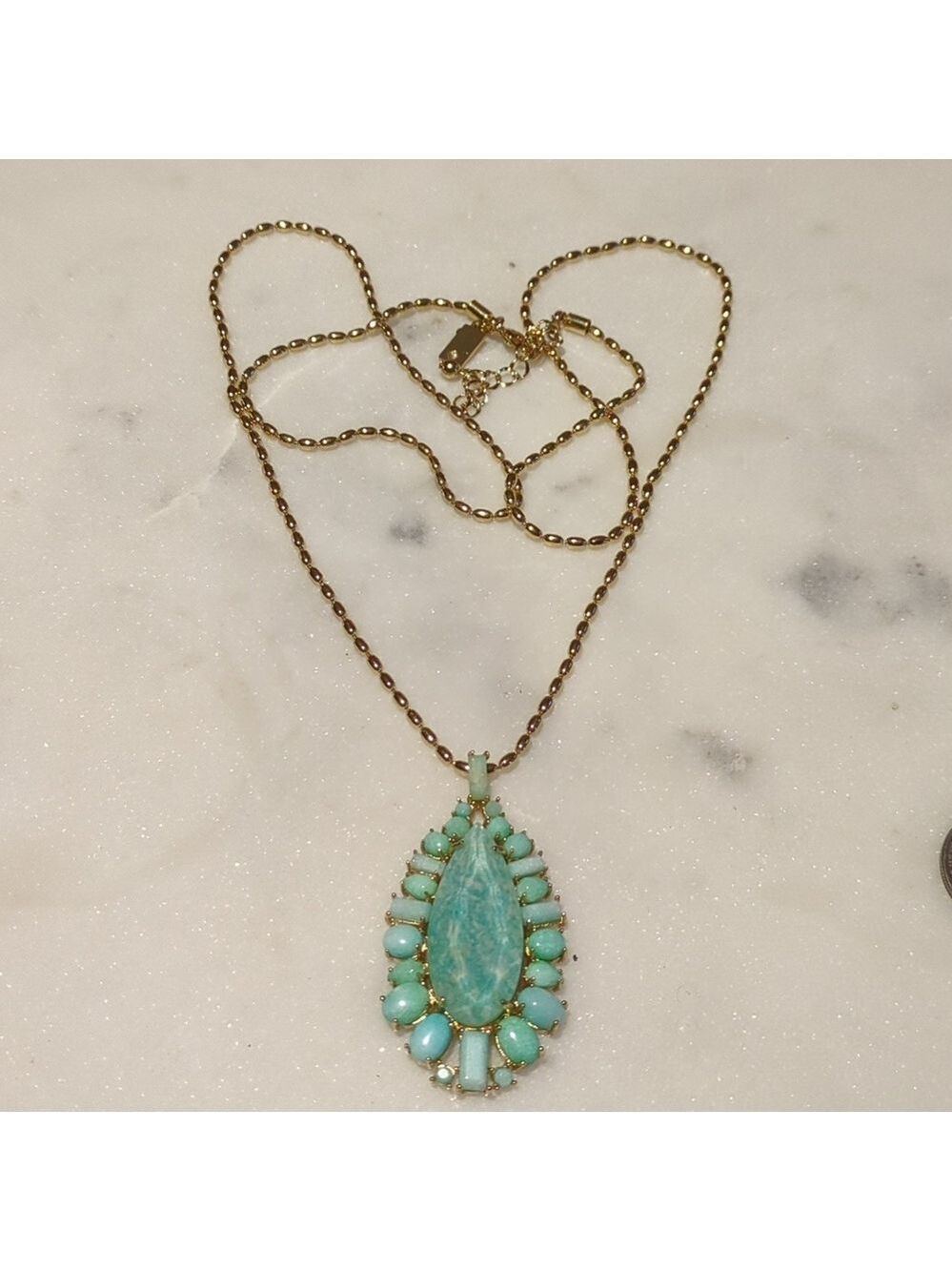 Kate Spade Turquoise Pendant Necklace Gold Tone - Picture 2 of 13